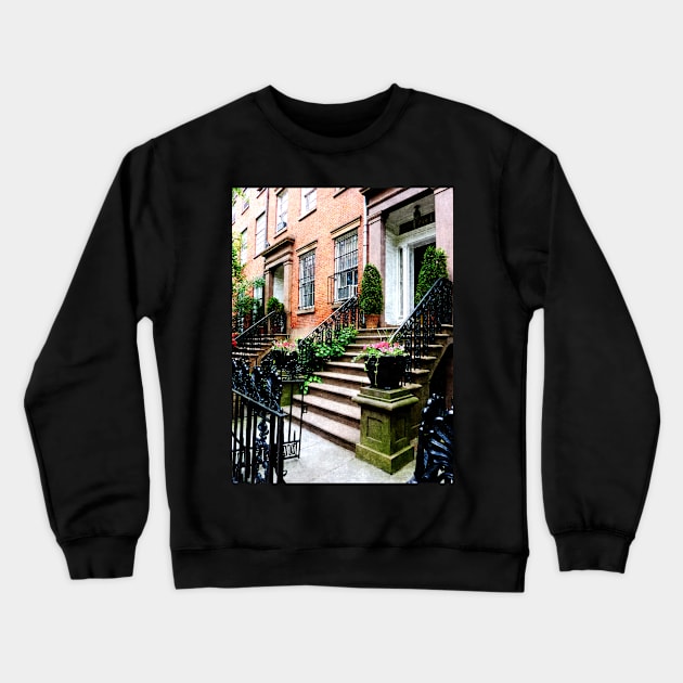 Manhattan NY - Chelsea Brownstone Crewneck Sweatshirt by SusanSavad